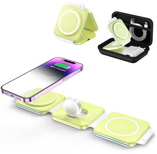 ZUMSEY Cargador Inalambrico Plegable 3 en 1, Estacion de Carga Apple Compatible con iPhone 15 14 13 12 Pro MAX/Plus/Mini,Travel Wireless Charger para Apple Watch 9/Ultra 2/8/7/SE/6/5/4/AirPods 3/2/Pro
