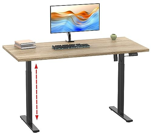 VCM Höhenverstellbarer Schreibtisch | stufenlos 71-120 cm elektrisch höhenverstellbar | Computerisch Maße 140x50 | Bürotisch Lona