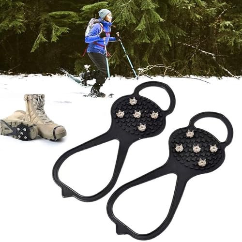 Steigeisen für Bergschuhe,Anti Rutsch Schuhspikes,Spikes für Schuhe,Steigeisen Schuhspikes,Edelstahl Spikes Schuhkrallen,5-Stud Ice Klampen Schuhkrallen,für Wandern,Winter Outdoor,Trekking,Schnee