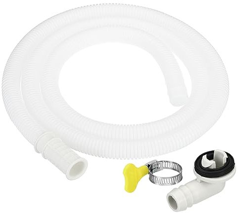 PATIKIL 4.9ft Aria Condizionatore Drenaggio Tubo Flessibile Kit, Universale Drenaggio Connettore Tubo di scarico con Morsetto per Mini-Split Finestra Unità AC Rubinetto, Bianco