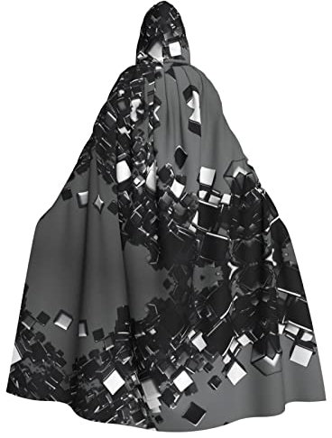 Jadery Schwarze Würfel Halloween Kapuzenumhang Karneval Halloween Cosplay Kostüm für Erwachsene