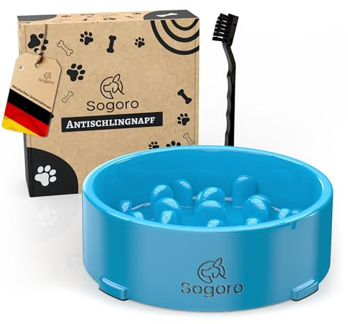 Sogoro Anti Schling Napf Hund mit Bürste zur einfachen Reinigung und bis zu 700ml Kapazität, mit Anti-Rutsch-Effekt und Ideal für mittlere und große Hunde | Antischlingnapf Hunde | Schlingnapf Hunde