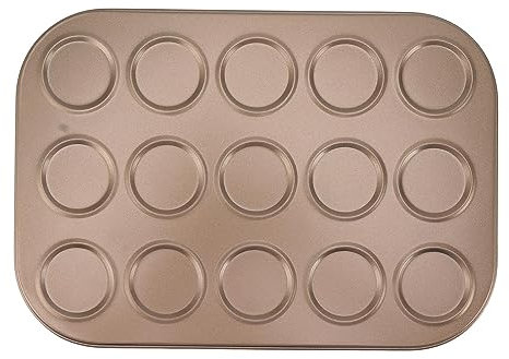 Tissting Kaiser Muffinform 15/25/30 Tassen Antihaftbeschichtet Kohlenstoffstahl Muffin Cupcake Backblech, Mini Muffinformer Muffinblech für Brownies Kuchen Pudding(15 Tassen)