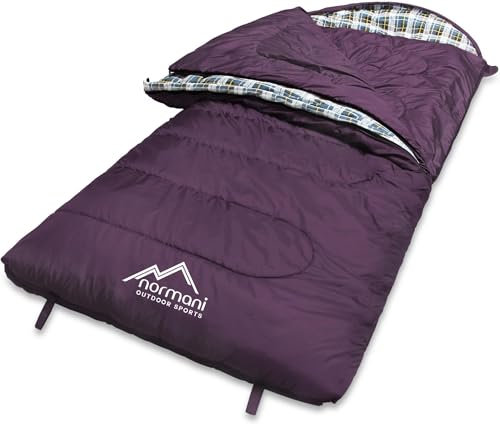 normani 4-in-1-Funktion Extrem Outdoor Schlafsack 'Antarctica' aus Nylon Rip-Stop mit 500 + 250 g/m² Hollow Fiber Füllung 220 x 90 cm Farbe Violett Größe Links