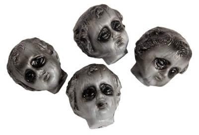 Horror-Shop Graveyard Puppenköpfe im Gothic Style 4 Stück