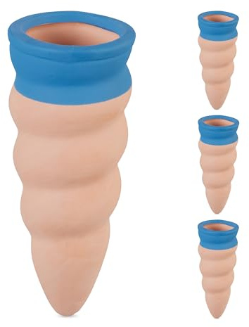 Relaxdays Annaffiatoio Automatico per Vasi, Set da 4 Coni in Ceramica, Irrigatori per Bottiglie da 1,5 L, Terracotta Blu