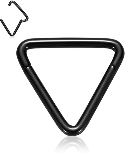 hengkaixuan Dreieck Form Septum Clicker Ring Daith Ohrringe Chirurgenstahl Septum Nase RIng Hoop Schwarz Higned Segment Clicker Ring Rook Ohrringe Helix Knorpel Conch Tragus Piercing Schmuck 10mm