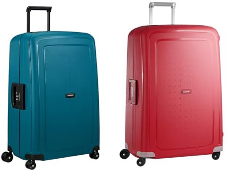 Samsonite S'Cure - Spinner L, Koffer, 75 cm, 102 L, Blau (Petrol Blue) & S'Cure - Spinner L Koffer, 75 cm, 102 L, mit 4 Rollen, Rot (Crimson Red)