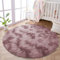 Oxford Homeware Tapis Rond Antidérapant pour Salon, Chambre à Coucher - 120 x 120 cm, Rose Lilas - Moderne en Peluche Super Douce, Moelleux à Poils Longs