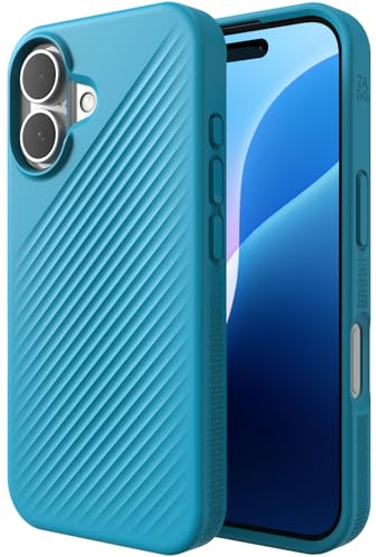 ZAGG Luxe Snap Case for iPhone 16 - MagSafe Wireless Charging, 10ft Drop Protection, Eco-Friendly, Graphene Reinforced, Ripple Design, River Blue