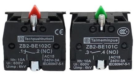 UMXJEXU 10 piezas XB2 Bloque de contacto de interruptor pulsador ZB2BE102C (NC) Bloque de contacto ZB2-BE101C (NO) Botón pulsador 10A 600V(5pcs NC 5pcs NO)
