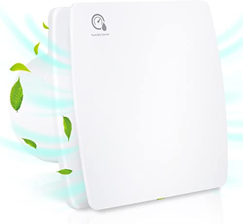 Aopunly Ventilatore da bagno 100 mm con sensore di umidità, ventilatore silenzioso con flusso d'aria elevato, ventilatore da parete per bagno, WC, cucina, bianco