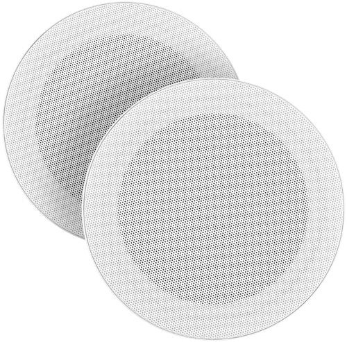 2x PD MSLP65 6-Inch Waterproof Ceiling Speakers 100W, IP Rated Dual Cone Kitchen, Bathroom and Shower Speaker Set, Easy Install Audio for Damp Areas