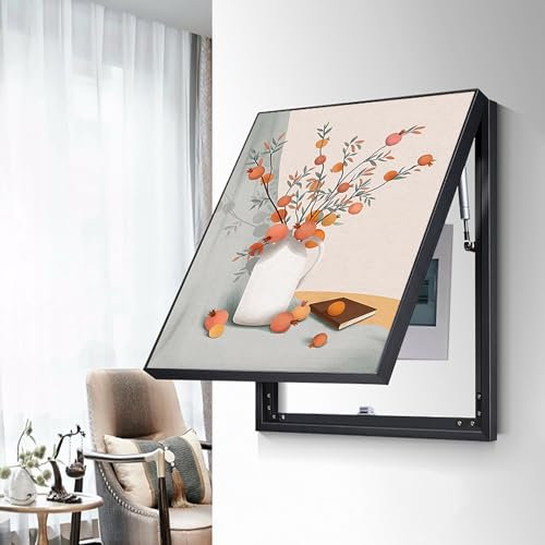 Décoration Murale de Compteur électrique Boîte de Distribution Verticale Cacher Les peintures Couvercle de boîte électrique avec Supports de Tige hydraulique