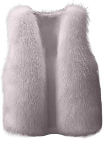 duxyoz Gilet en fausse fourrure pour femme UK Grande taille Gilet moelleux en fausse fourrure sans manches Élégant Gilet en fourrure Léger Décontracté Gilet bodywarmer Gilet en polaire confortable de
