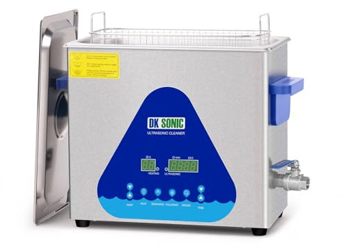 DK SONIC Pulitore ad Ultrasuoni, 6L 180W Pulitore ad Ultrasuoni con Riscaldatore Digitale e Timer, Funzioni Multiple per Motori di Moto, Carburatori, Catene (Cestello Incluso)