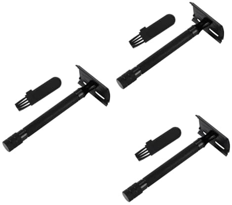 3St manueller Rasierer wiederverwendbarer Rasierer Rasierklingen für Männer razor messerscharfer werkzeug Doppelrasierer Gesichtsrasierer Der Kopf eine Zinklegierung Black MUSISALY