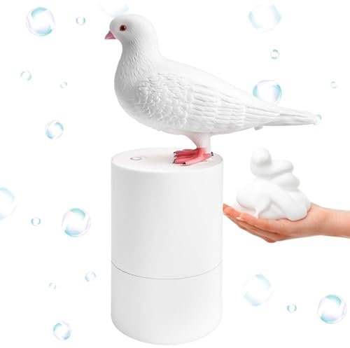 Automatischer Seifenspender, Vogelform-Design, Berührungsloser Schaumseifenspender, Induktionsschaum-Handreiniger für Küche, Badezimmer, Spülmittel (weiß)