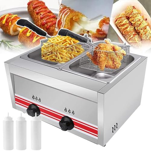 LYFDPN 20L Commercial Chip Fryer, Large Capacity Professional Gas Fryer with Adjustable Firepower, Stainless Steel