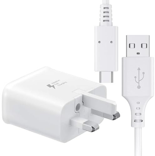 Samsung Galaxy A12 Charger, Genuine Samsung Galaxy Fast Adaptive UK Mains Wall Charger With TYPE-C Cable for Samsung Galaxy A12,A13,A14,A15 5G,A05s,A25 5G