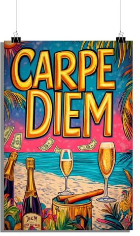25 Artstreet - Carpe Diem Poster - Textplakat - Graffiti-Poster - Strandplakat - Wandposter – Hochwertige Plakat & Kunstdrucke – Ohne Rahmen – Posterästhetik - Papier Material - 60x90cm