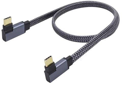 zdyCGTime Dual 90 Degree USB C 3.1 Gen 2 Male Flat Cable Right Angle Male USB C Sync Charging & Data Transferring Cord, Monitor Cable Compatible for Samsung S23 USBC Charger(2 Right/M/M-0.6M)