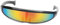 Geardeangloow Futuristic Narrow Lens Visor Eyewear Sunglasses Black, Black Frame Multi-color Mirrored