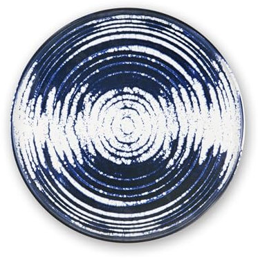 Excelsa Ermes Lot de 6 assiettes plates en céramique, décoration numérique bleue et blanche en spirale