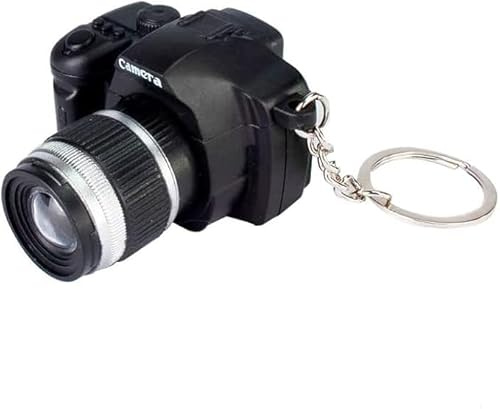 Dwang Black Camera Keychain with Sound, Key Ring Decor Bag Wallet Pendant, Mini Camera Design Keychain Cute Novelty Ring Key Chain Pendant Creative Gift Key Chain Decorative Toys
