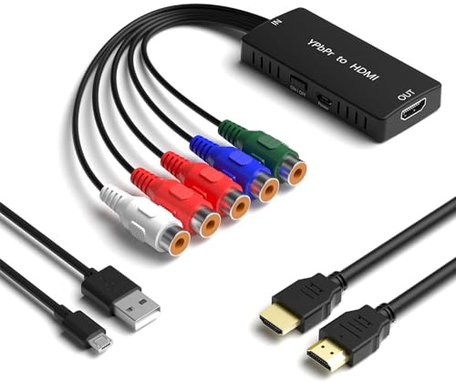 RuiPuo Component to HDMI Converter, YPbPr to HDMI Adapter Supports 1080P/720P for PS2, PS3, Xbox to HD TV/Monitor