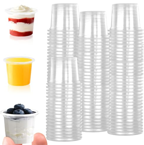 Lanovuto 200 Stück Plastikbecher, 4cl/40ml Schnapsgläser Plastik, Shotgläser Plastik Transparente, Schnapsbecher, Shot Becher für Party, Spaß, Hochzeiten