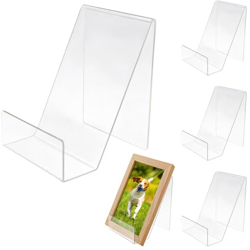5 Stück Klare Acryl-Buchständer Staffelei, 7,5 x 8,5 x 10 cm 43g Stückweise, Glatte Kanten für Bücher Alben Vinyl Boxen, Durchsichtig als Bilderständer