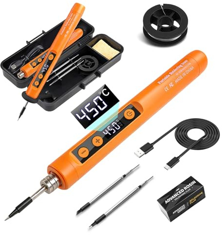 Flintronic Kit saldatore, Senza fili, Set Di Saldatore A Batteria Ricaricabile USB con LCD, per Riparazioni Elettroniche, Creazione di Gioielli, Progetti fai da t