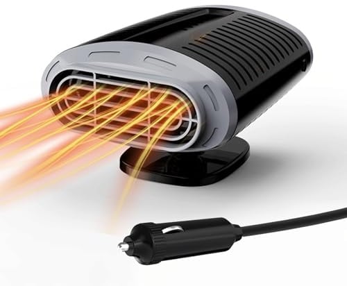 Chuankefanxing 12V Autoheizung, 2-in-1 Heizung/Kühlung Autoheizung mit 360° Drehbasis, 150W Auto Heizung für Auto Zigarettenanzünder, Windschutzscheiben Defroster für Autos