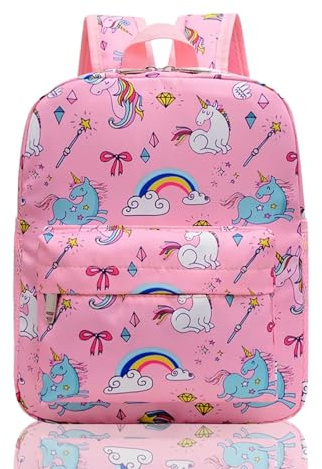 CavspkArt Mädchen-Rucksack, niedlicher Einhorn-Schultasche, leichter und atmungsaktiver Kinderrucksack, Schultasche, Urlaub, Reisen, Outdoor, Kleinkind-Rucksack für 3–8 Jahre alt, rose