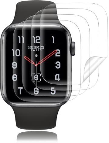 4 Stück für Panzerglas für Apple Watch 7/8/9 45mm Schutzfolie, Selbstheilende TPU Anti Kratzer Schutzglas Folie, Sensitive Touch, Anti-Fingerabdruck Panzer Schutz, Keine Blasen Displayschutzfolie