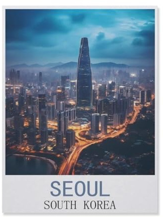 Jigsaw Puzzle 1000 Pieces for Adults，Seoul South Korea，Large Puzzle Game Artwork for Adults Teens（50x70cm）-FN39