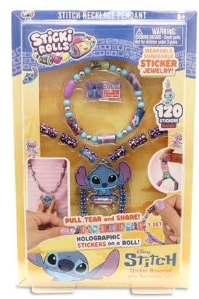 STICKI ROLLS SR460CDU-12 - Stitch Kette mit 120 Limited Edition Stitch Stickern, Armband, Kette, Stitch-Anhänger, Collector Guide sowie Buchseite zum Sammeln