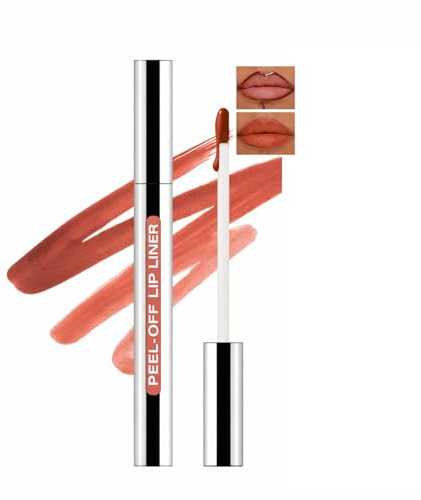 Peel-Off Lip Liner with Terracotta & Coral Shades - Smooth Long-Lasting Waterproof Formula for Precise Definition, Natural Warm Brown Tones & Effortless Removal, Vegan, Non-Smudge, Matte Finish,