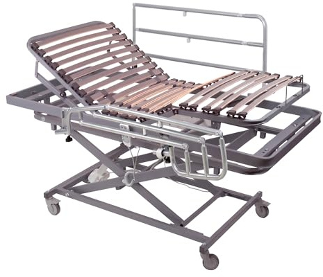Ferlex - Cama articulada eléctrica con Carro Elevador y barandillas abatibles | Somier articulado de 4 Planos | Altura Regulable 43-83 cm (90x190 cm)