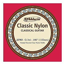 D'Addario J2703, cuerda individual de nailon para guitarra clásica, nivel principiante, tensión normal, tercera cuerda