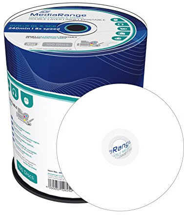MediaRange DVD+R vergini full face printable stampabili Dual Double Layer 8,5GB 8x 240min. Cake 100
