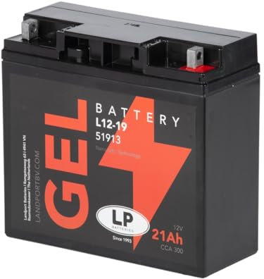 LANDPORT Batterie L12-19 Gel 12V 21Ah 181x76x167mm kompatibel für BMW K1100 LT / RS, 1200 GT, , R1200 GS, R45, R50, R65, R75 K75, Benelli Sei 750 inkl. Batteriepfand
