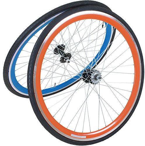 Galano Fixie Laufradsatz 700c Singlespeed Fixed Gear Laufräder Flip Flop Blade (blau/orange)