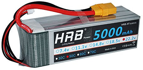 HRB RC Batterie Lipo 5000mAh 22.2V 50C 6S XT90 pour RC Hélicoptère Truck Bateau Voiture (6s 5000mAh XT90)