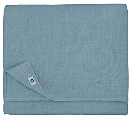 Linen & Cotton Tischdecke Stoff Tischtuch Decke Caerula -100% Leinen, Blau (147 x 147 cm) Tischwäsche Mitteldecke Einfarbig für Home Haushalt Haus Küche Dekoration Esstisch Restaurant Hotel Cafe Fest