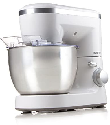 Domo DO9175KR 700W 4L Plata, Color blanco - Robot de cocina (4 L, Plata, Blanco, Giratorio, Acero inoxidable, 700 W, Masa, Mezcla)