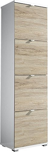 Germania 5-tlg. Schuhschrank-Set 8482-177 Colorado in Weiß/Sanremo-Eiche-Nb., 53 x 174 x 30 cm (BxHxT)