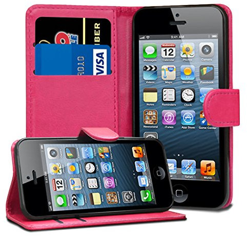 Jonlineuk iPhone SE 5 5S Case, [Card Holder] Magnetic Luxury PU Wallet Cover - Id Holder Flip Leather Case For iPhone SE 5 5S (Pink)