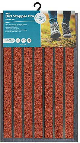 JVL Dirt Stopper Pro Rectangular Scraper Entrance Door Mat, Red